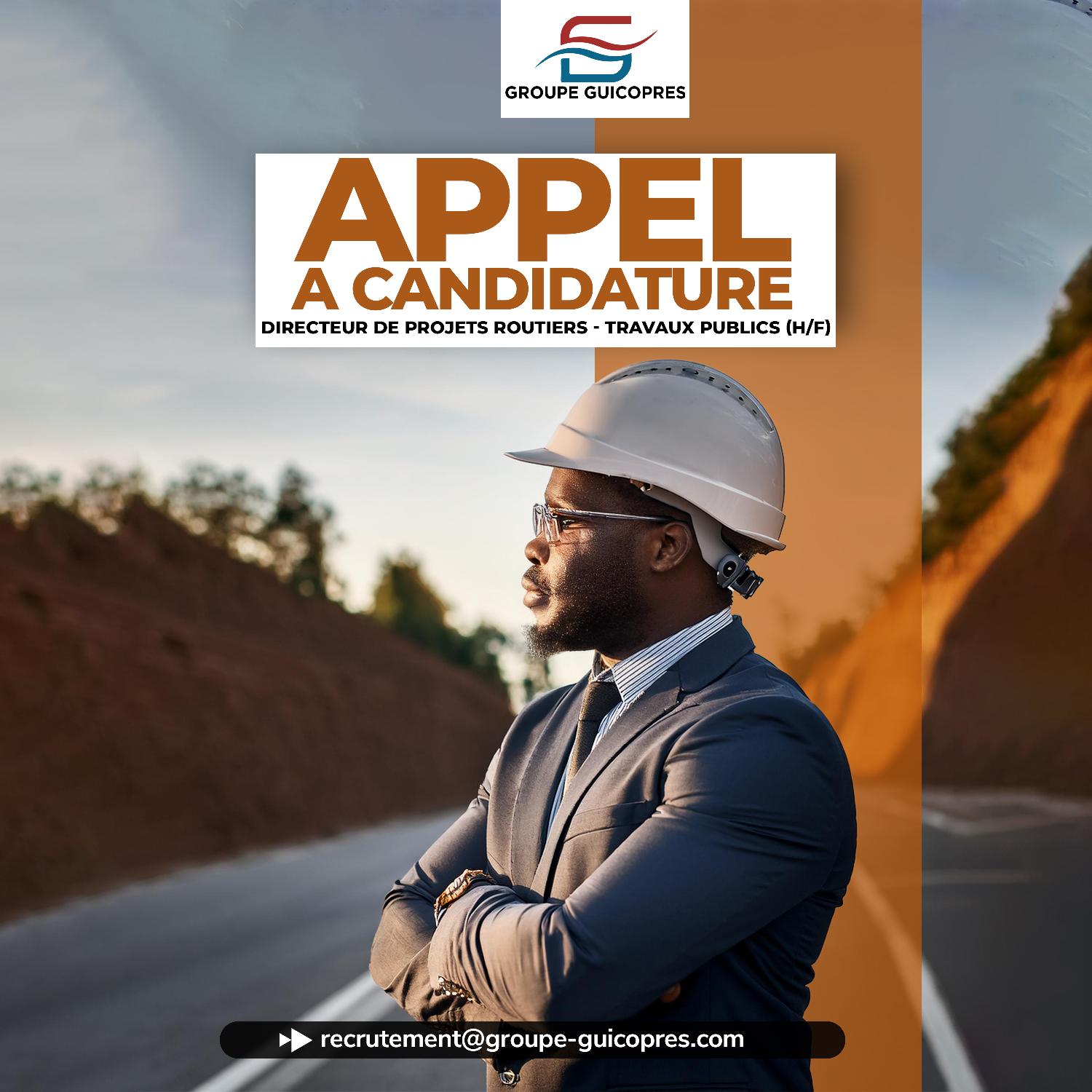 Appel à candidature : GUICOPRES recrute un directeur des projets routiers 